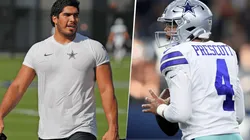 Isaac Alarcón y Dak Prescott (@SomosCowboys y Getty Images)