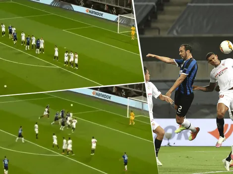 Godín apareció con un cabezazo letal para poner el 2 a 2 vs. Sevilla