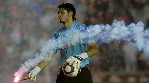 Foto de Javier García cuando era arquero de Boca.