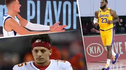Kristaps Porzingis, Patrick Mahomes y LeBron James (Getty Images)