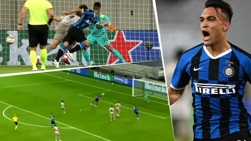 Cabezazo y festejo para Lautaro Martínez.