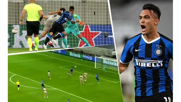 Cabezazo y festejo para Lautaro Martínez.
