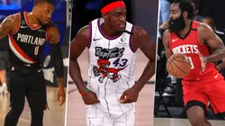 Damian Lillard, Pascal Siakam y James Harden (Getty Images)