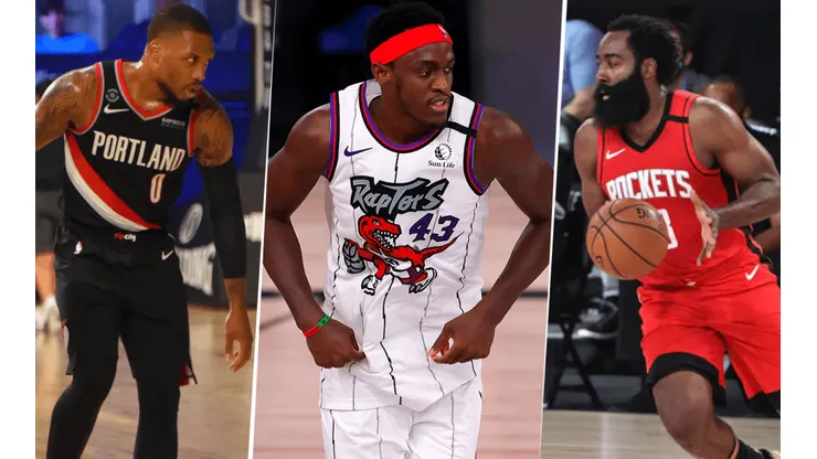 Damian Lillard, Pascal Siakam y James Harden (Getty Images)
