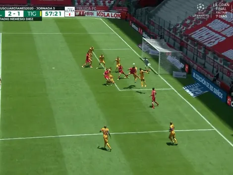 Alexis Canelo le ganó a todos de cabeza y amplía la ventaja para Toluca, que le gana 2-1 a Tigres