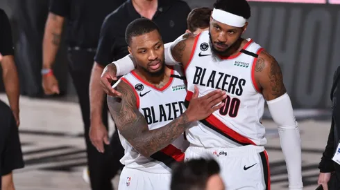 Carmelo Anthony junto a Damian Lillard (Getty)