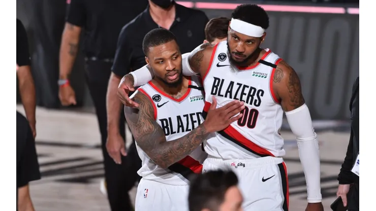 Carmelo Anthony junto a Damian Lillard (Getty)