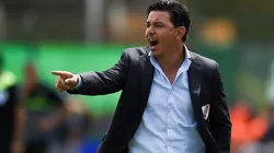 Gallardo dirigiendo en la cancha de Defensa y Justicia.