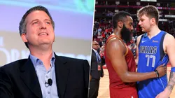 Bill Simmons, James Harden y Luka Doncic (Getty Images)