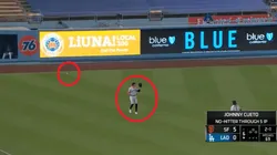 El error de Hunter Pence (Captura de pantalla)