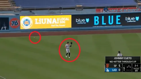 El error de Hunter Pence (Captura de pantalla)