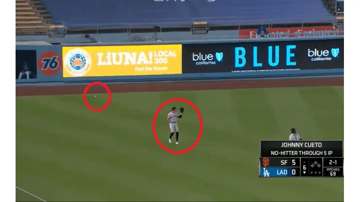 El error de Hunter Pence (Captura de pantalla)