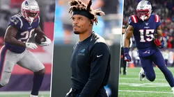 Sony Michel Cam Newton y N'Keal Harry (Getty Images)