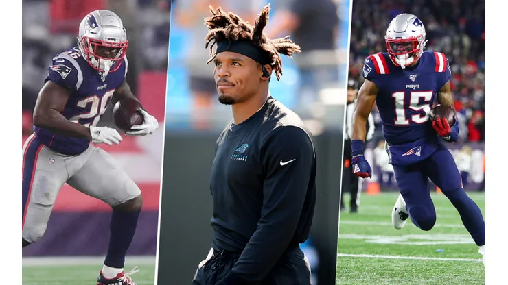 Sony Michel Cam Newton y N'Keal Harry (Getty Images)
