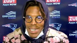 Cam Newton en la primera conferencia de prensa con los Pats (Getty Images)