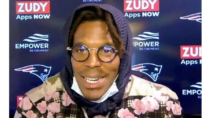 Cam Newton en la primera conferencia de prensa con los Pats (Getty Images)