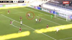 Con complicidad del arquero, Reguilón puso al Sevilla en ventaja ante Roma