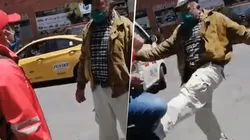 El patadón que se ganó un funcionario por pedirle a un anciano que se colocara bien el tapabocas