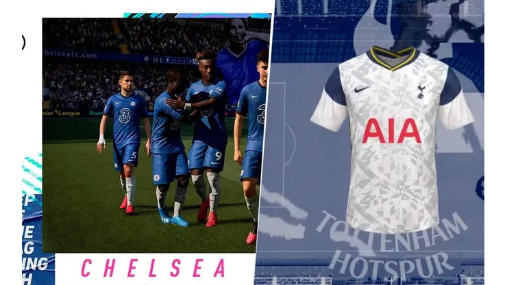 Nuevas equipaciones del Chelsea y Tottenham presentadas en FIFA 21.