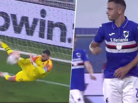Maroni entró en Sampdoria, pateó un penal y se lo atajó Donnarumma