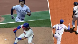 Giancarlo Stanton, Bryce Harper y Lorenzo Cain (Getty Images)