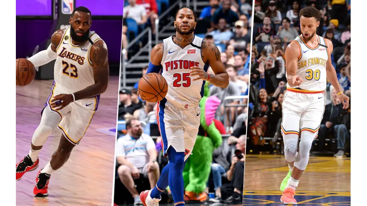 LeBron James, Derrick Rose y Stephen Curry (Getty Images)