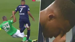 Asustó a todos: a Mbappé le dieron una patada de roja y se fue llorando
