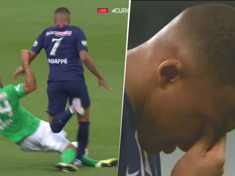 Asustó a todos: a Mbappé le dieron una patada de roja y se fue llorando