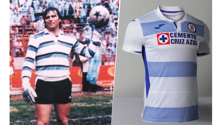 Cruz Azul presentó su playera de visitante para el Guard1anes 2020 con un diseño a rayas. (Cruz Azul)