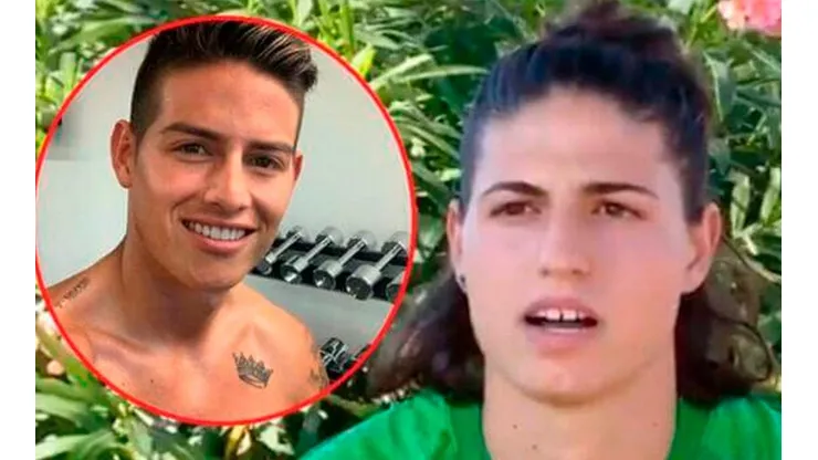 James Rodríguez y la portera del AS Roma femenino, Rachele Baldi.