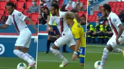Neymar sin ropa: salva el balón, ridiculiza al rival y tira un pase no look
