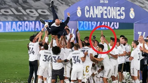 El festejo del Real Madrid con Zinedine Zidane tras conseguir el 34° título de liga española.