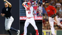Aaron Judge, Mike Trout y Rafael Devers (Getty Images)