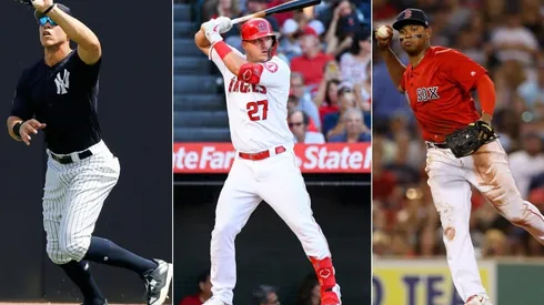 Aaron Judge, Mike Trout y Rafael Devers (Getty Images)