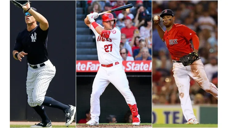 Aaron Judge, Mike Trout y Rafael Devers (Getty Images)