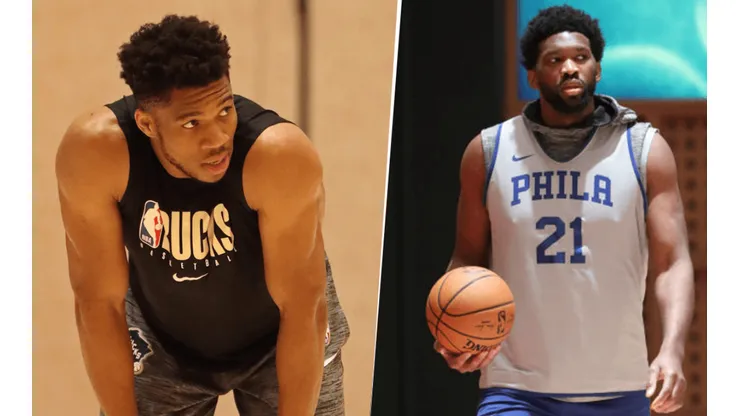 Giannis Antetokounmpo y Joel Embiid (Getty Images)