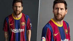 Foto de Lionel Messi con la nueva camiseta de Barcelona.