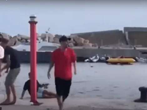 Video: un hincha del Real Madrid se cruzó a Messi y Suárez en su día de descanso