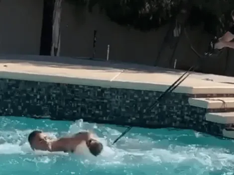Hombre al agua: Andy Ruiz realizó un intenso entrenamiento en la piscina