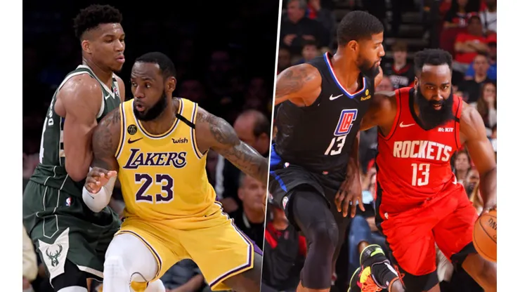 Giannis Antetokounmpo, LeBron James, Paul George y James Harden (Getty Images)
