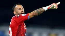 David Ospina en el encuentro entre Napoli y AC Milan.