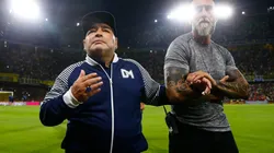 Diego Armando Maradona en la Bombonera.