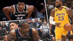 Kawhi Leonard, Giannis Antetokounmpo y LeBron James (Getty Images)