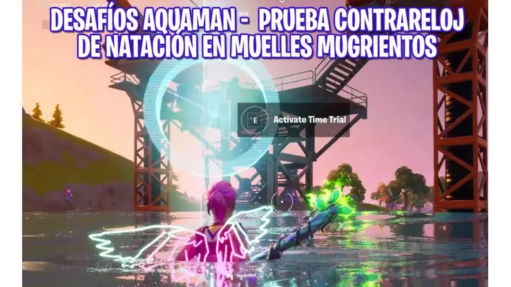 Desafíos Aquaman - Cómo completar la prueba contrarreloj de natación en Muelles Mugrientos en Fortnite