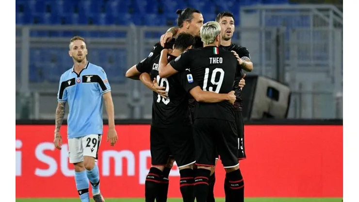 El festejo de los jugadores de Milan.