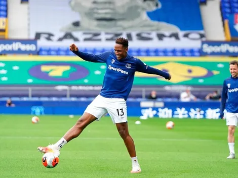 La sonrisa de Yerry Mina tras volver a pisar el césped de Goodison Park