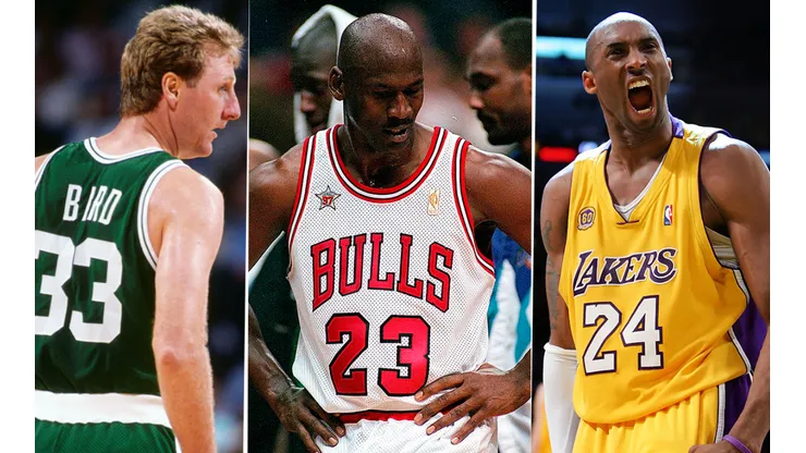 Larry Bird, Michael Jordan y Kobe Bryant (Getty Images)