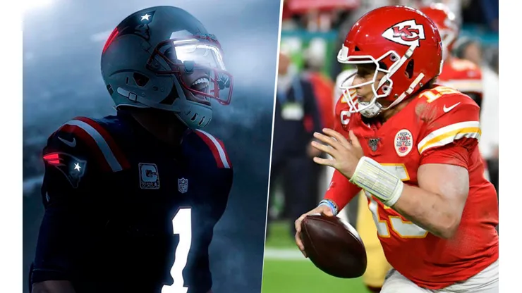 Cam Newton y Patrick Mahomes (@michael7simms y Getty Images)