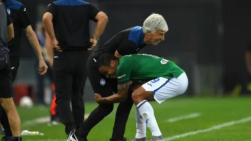 Luis Muriel festejo su doblete con su DT, Gian Piero Gasperini.