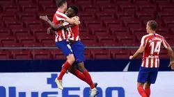 El festejo de los jugadores de Atlético de Madrid.